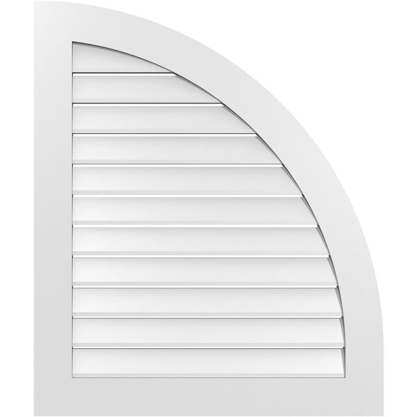 Ekena Millwork Quarter Round Top Right Surface Mount PVC Gable Vent w/ 3-1/2"W x 1"P Standard Frame, 32"W x 38"H GVPQR32X3801SF - main